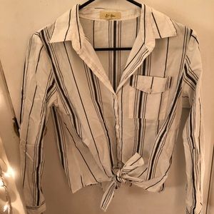 Striped blouse with tie front